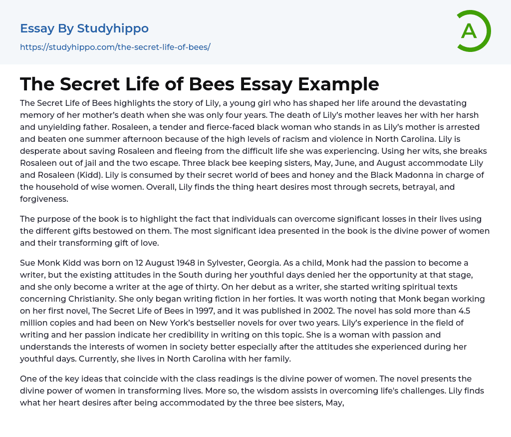 The Secret Life of Bees Essay Example