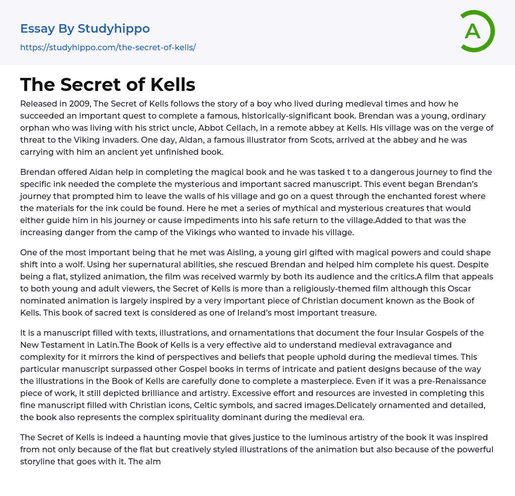 The Secret of Kells Essay Example