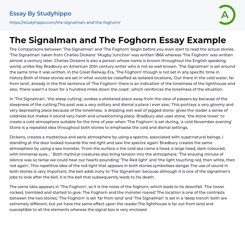 The Signalman and The Foghorn Essay Example