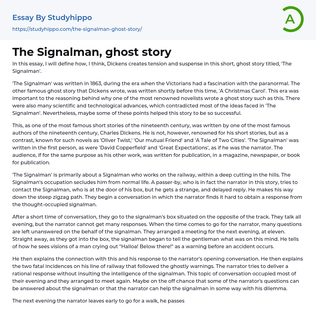 The Signalman, ghost story Essay Example