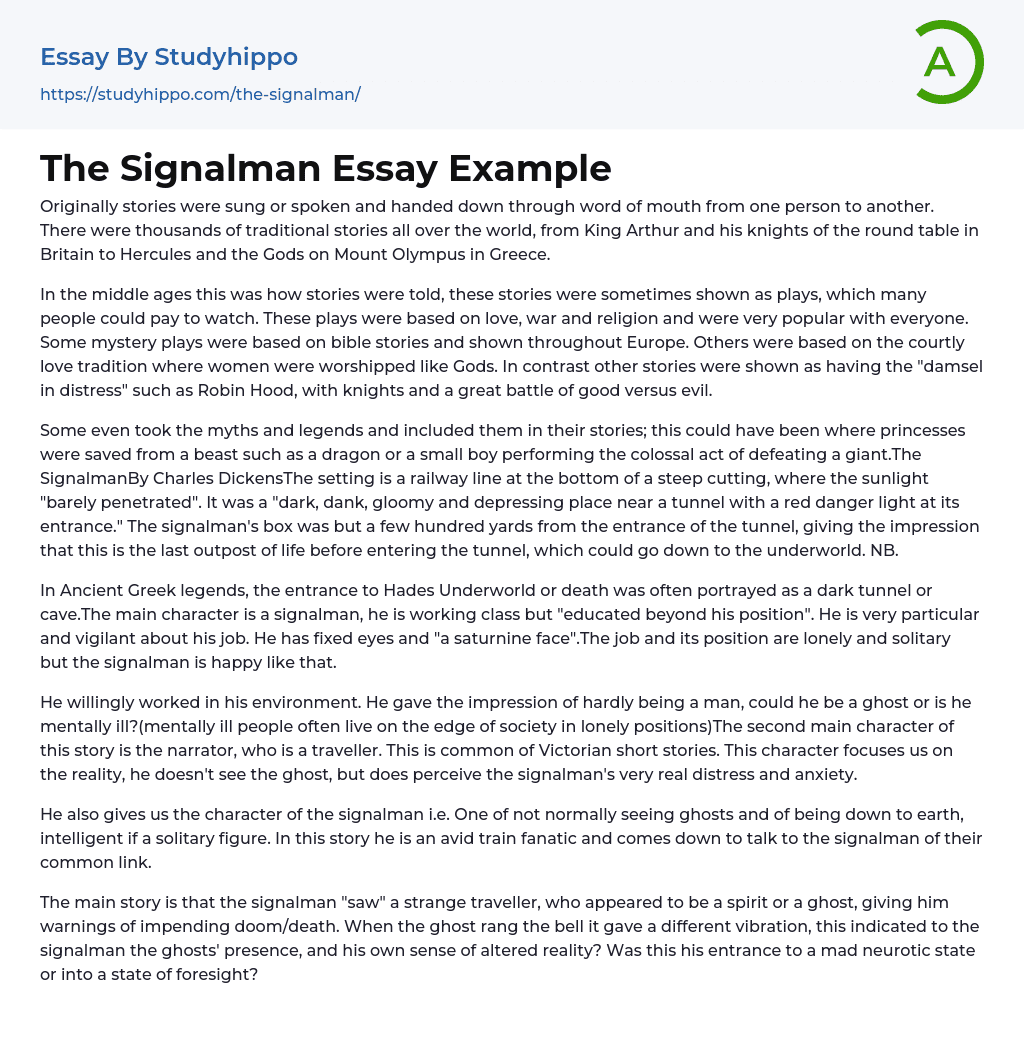 The Signalman Essay Example