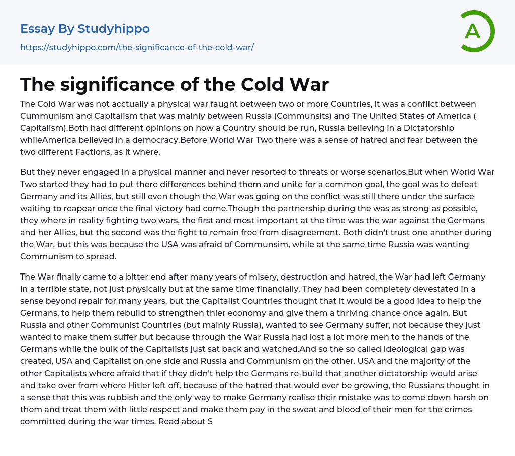 cold war thesis statement examples