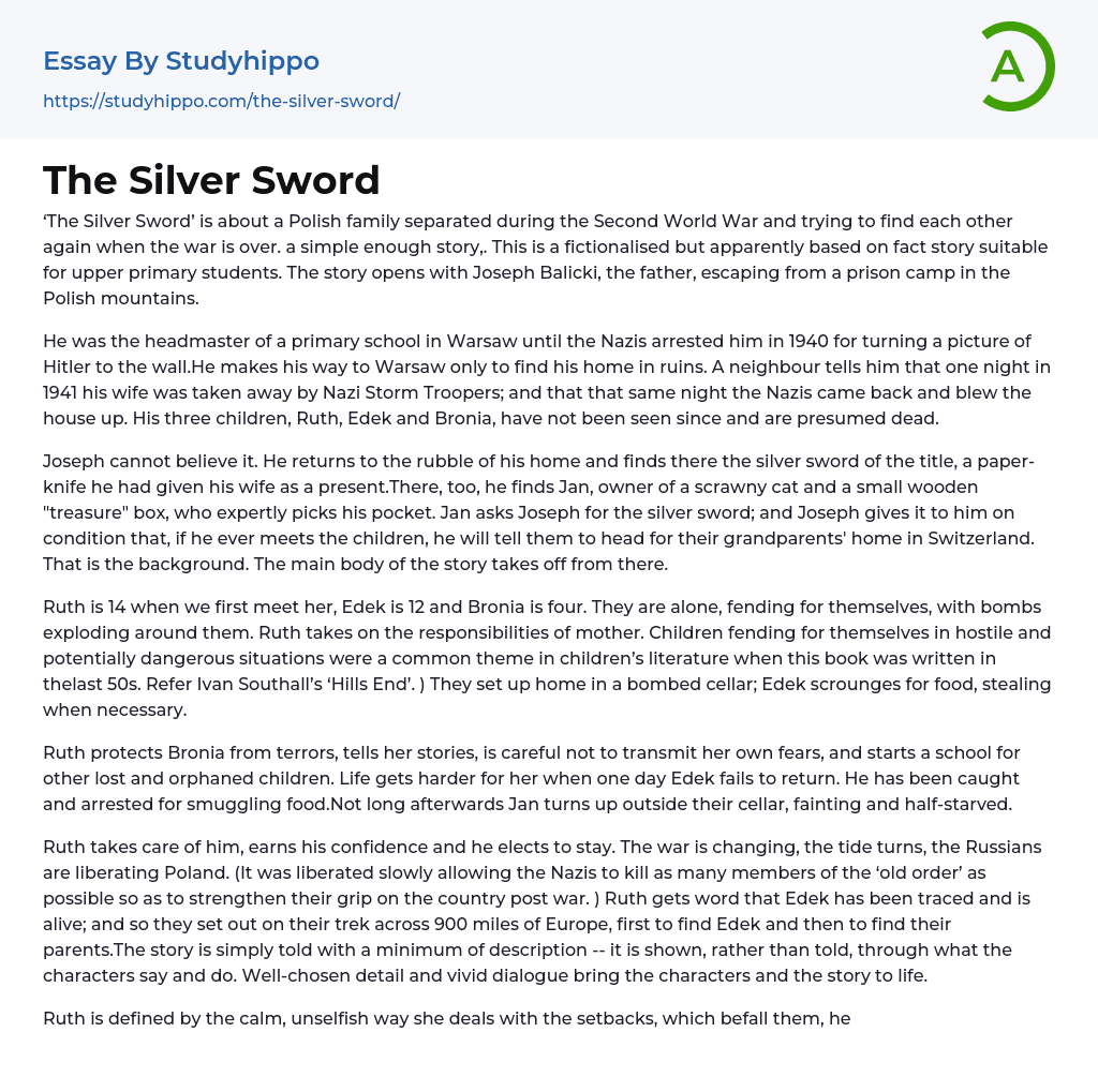 The Silver Sword Essay Example