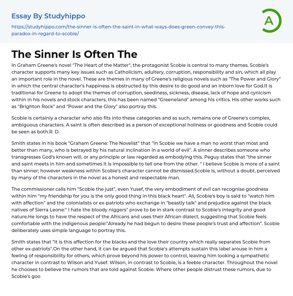The Sinner Is Often The Essay Example