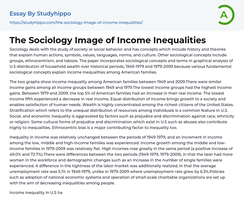 The Sociology Image of Income Inequalities Essay Example