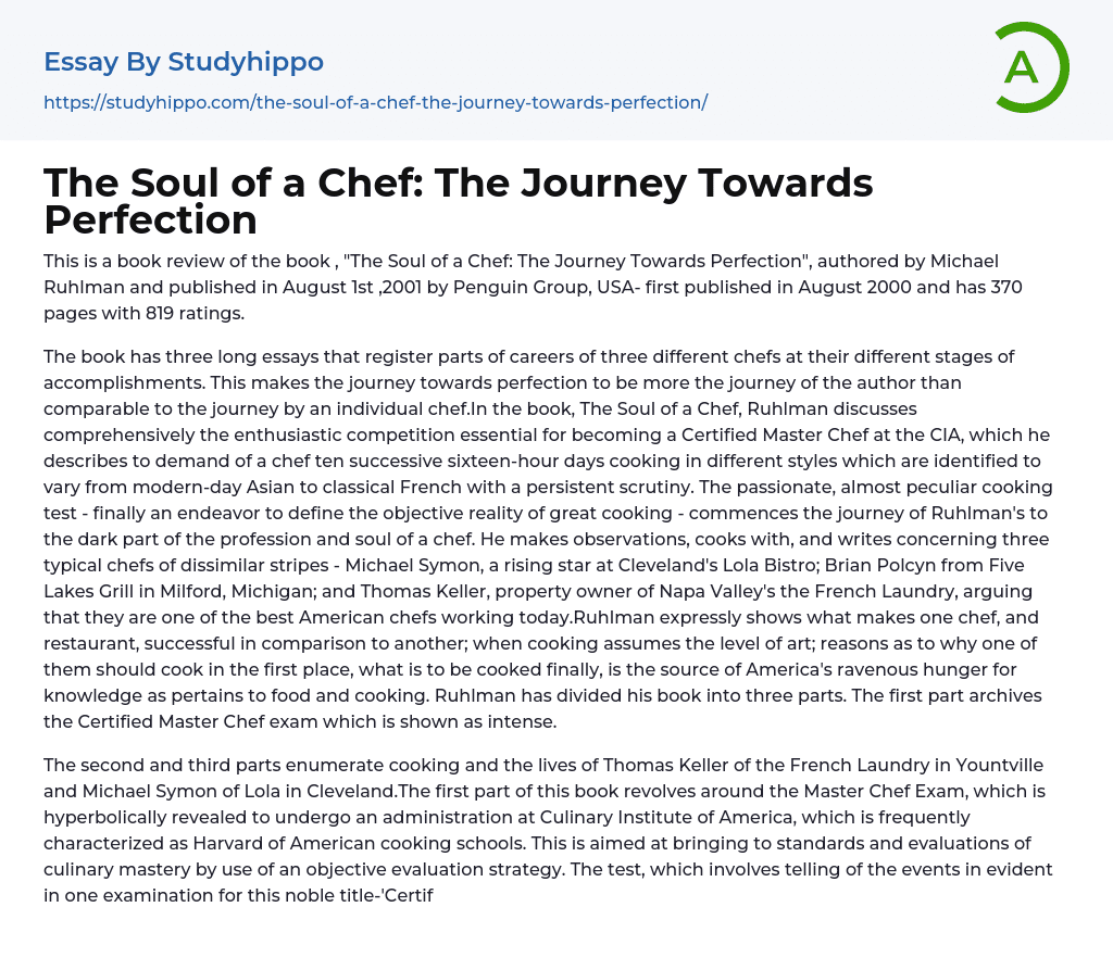 The Soul of a Chef: The Journey Towards Perfection Essay Example