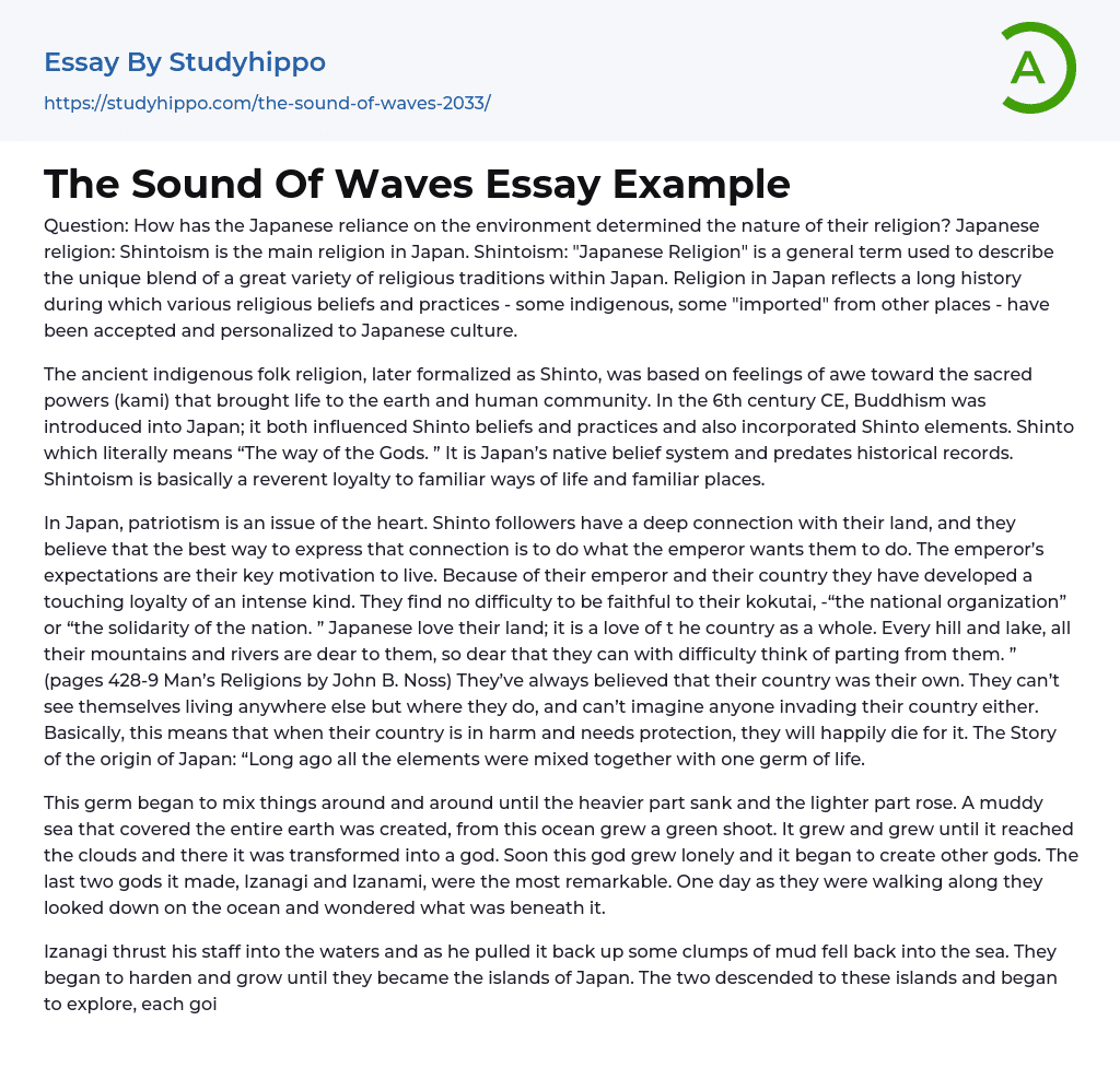 The Sound Of Waves Essay Example