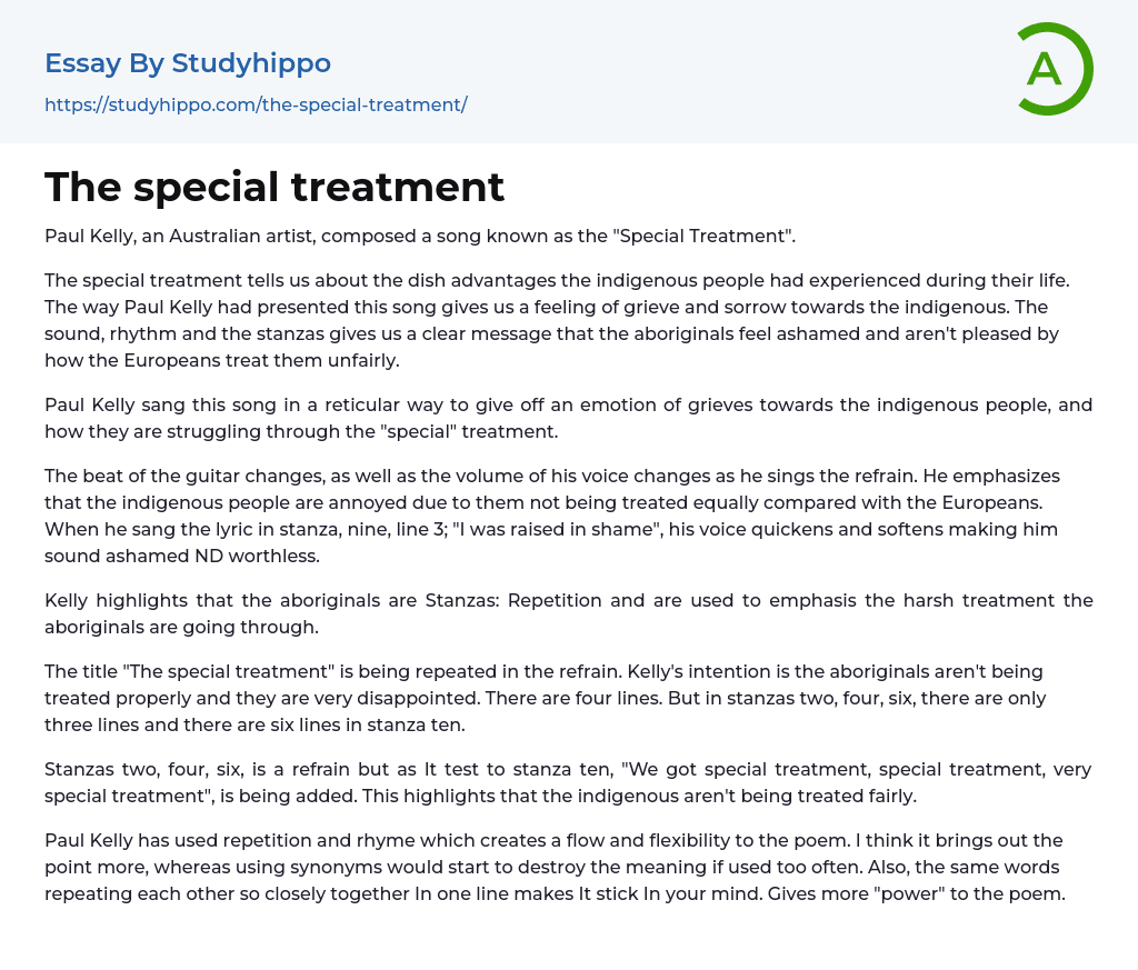 The special treatment Essay Example