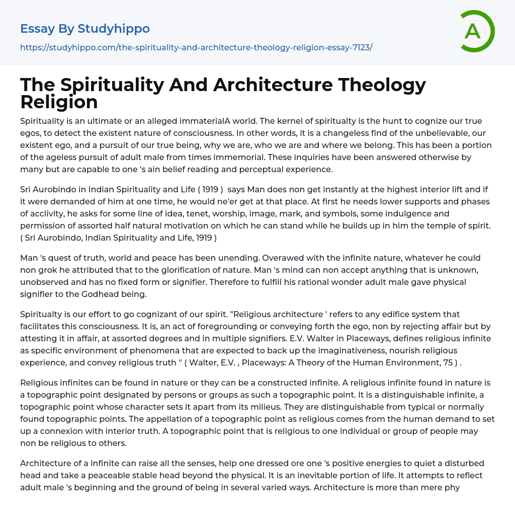 The Spirituality And Architecture Theology Religion