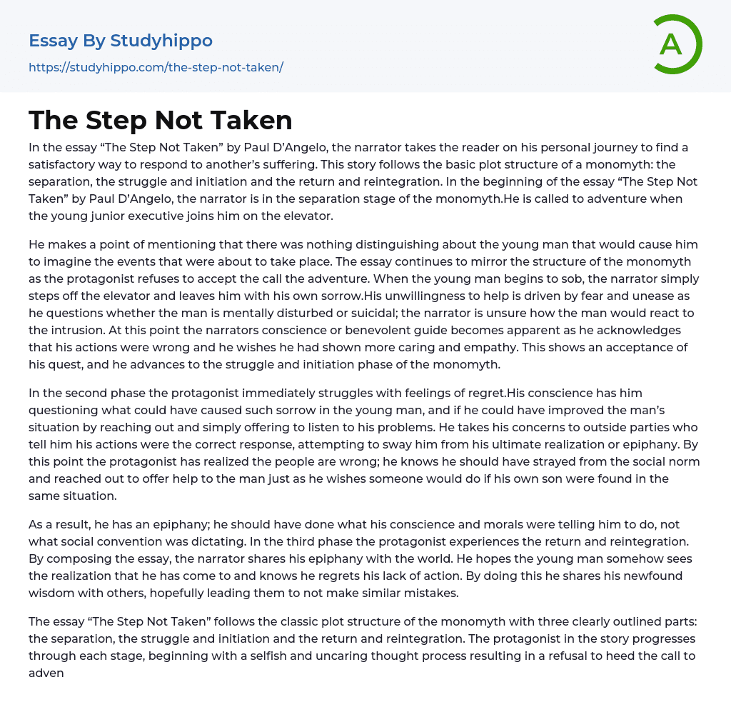 The Step Not Taken Essay Example