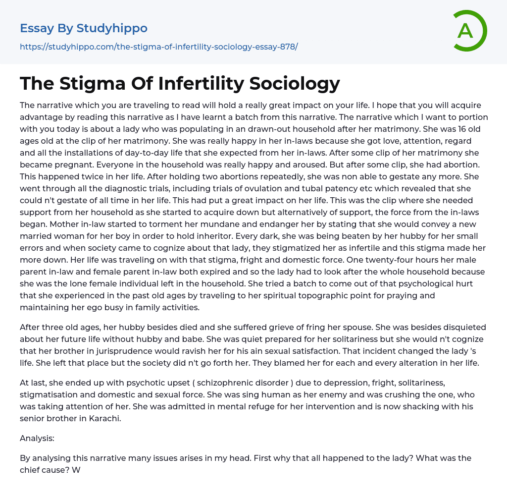 The Stigma Of Infertility Sociology Essay Example