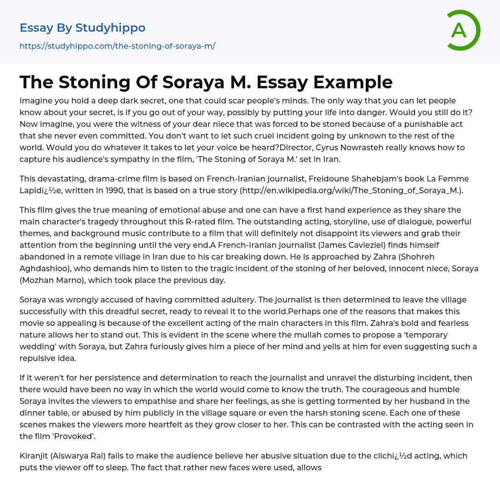 The Stoning Of Soraya M. Essay Example