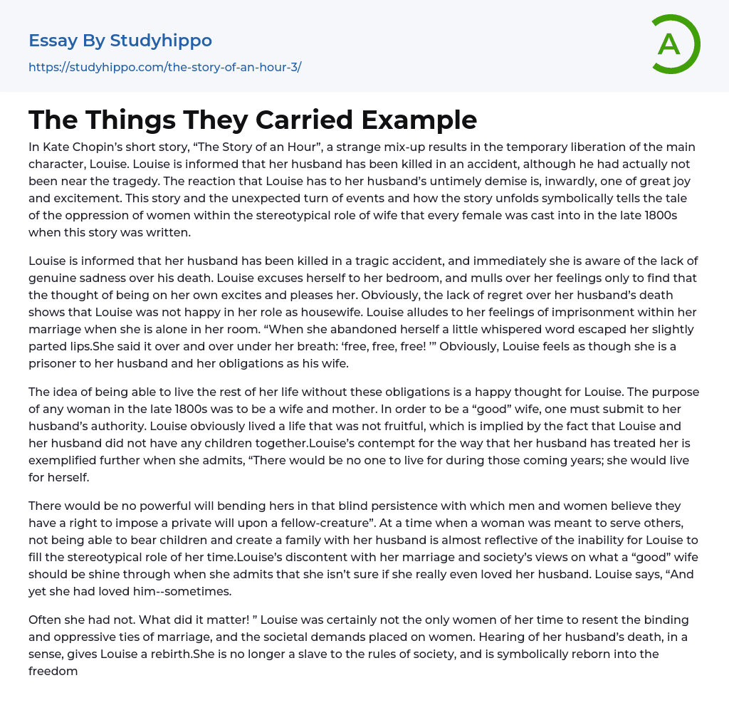 The Things They Carried Example Essay Example