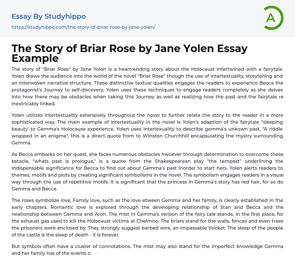 The Story of Briar Rose by Jane Yolen Essay Example