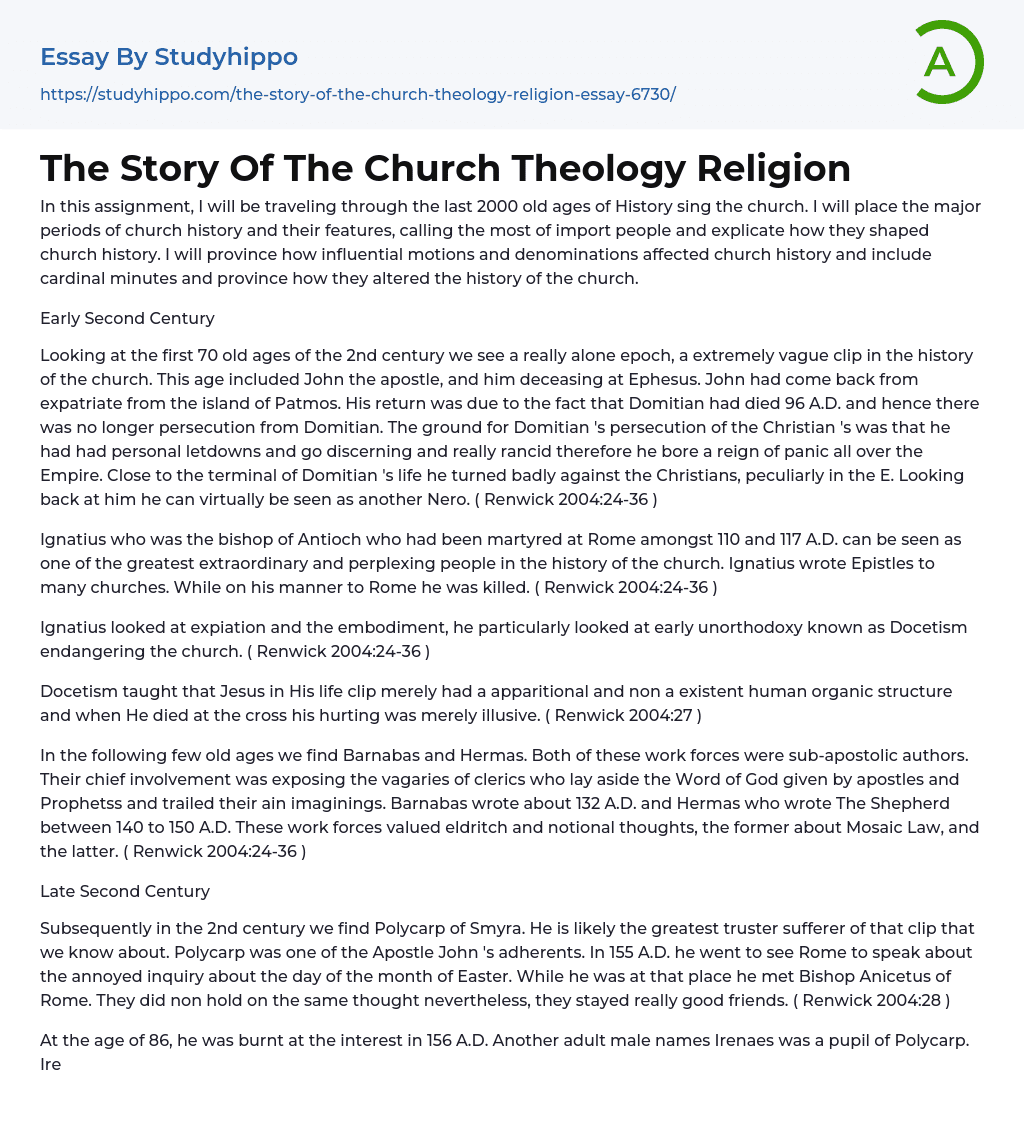 church history essay