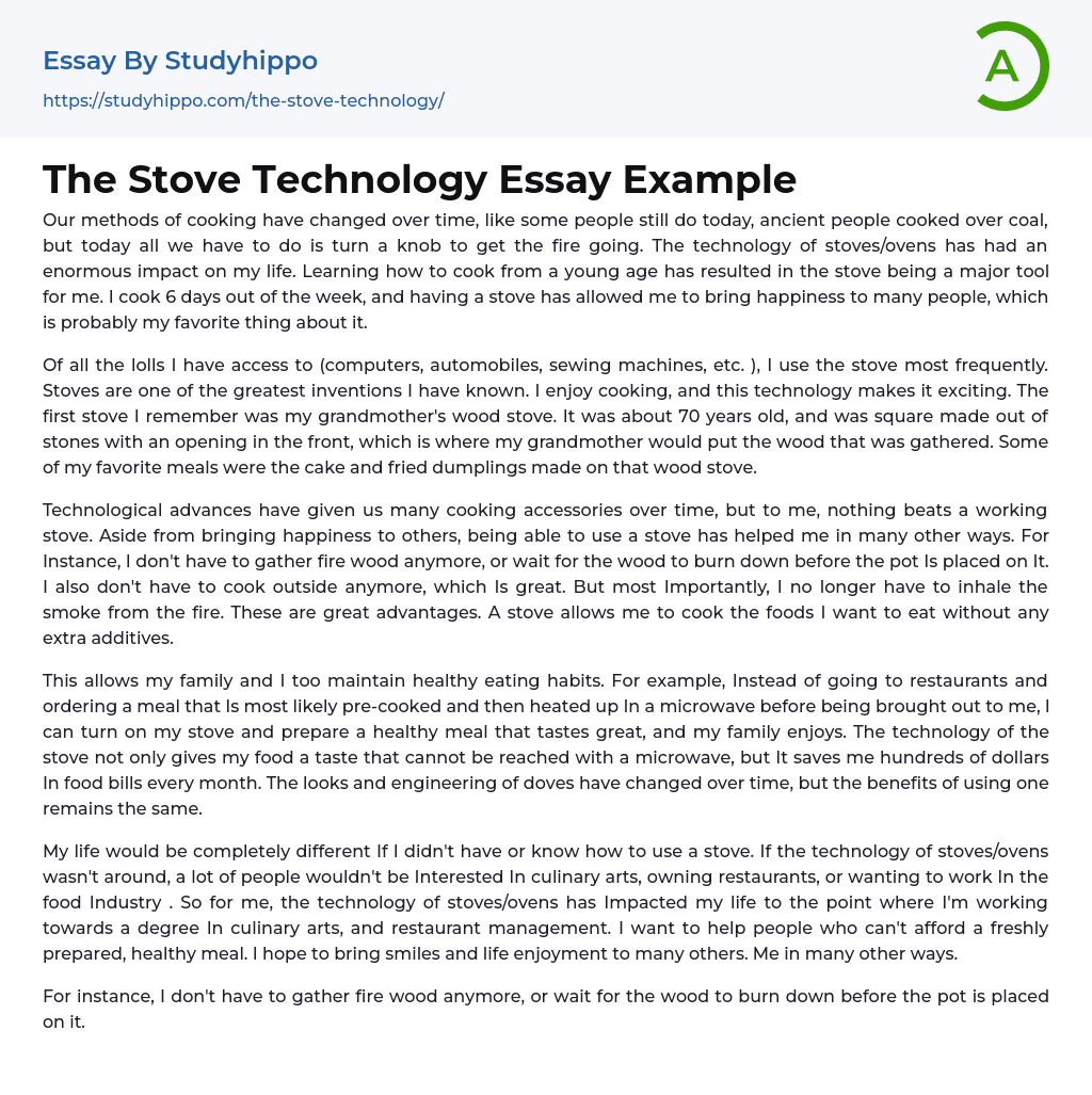 The Stove Technology Essay Example