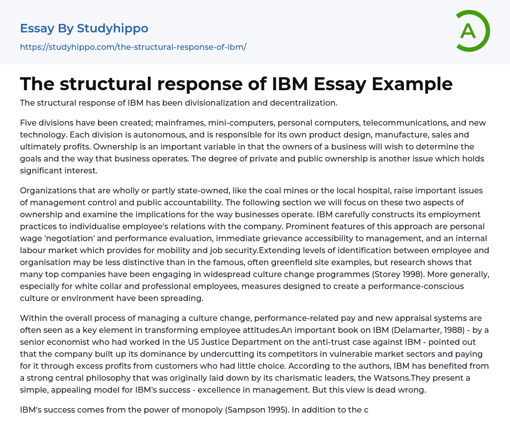 The structural response of IBM Essay Example