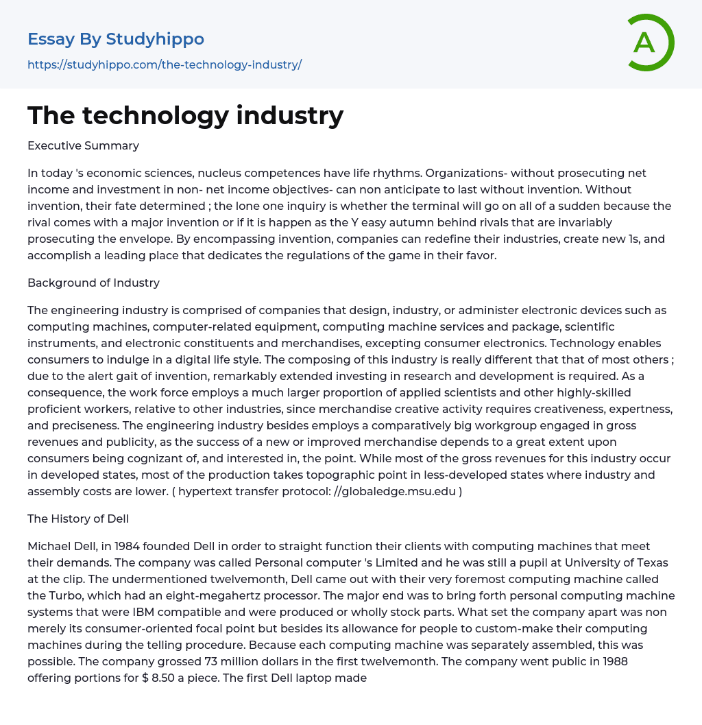 The technology industry Essay Example