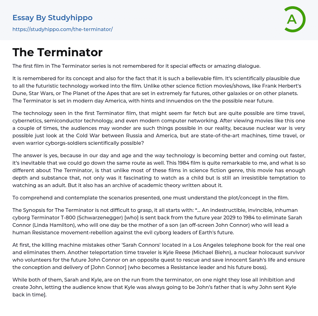 The Terminator Essay Example