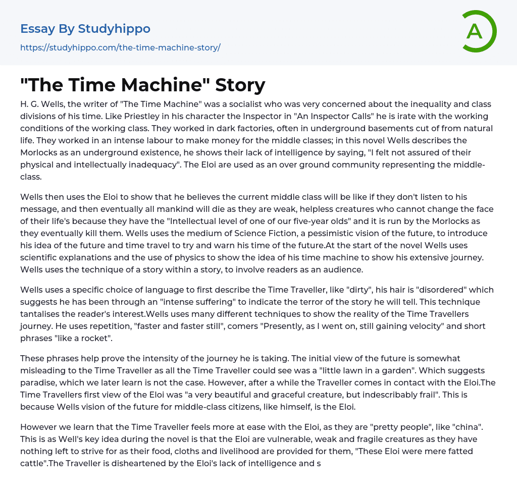 “The Time Machine” Story Essay Example