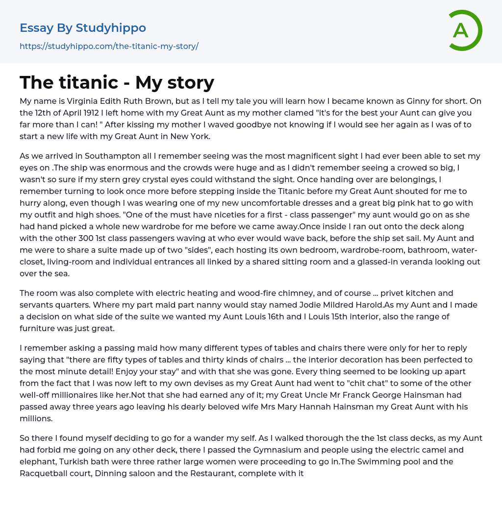 how to start an essay about the titanic