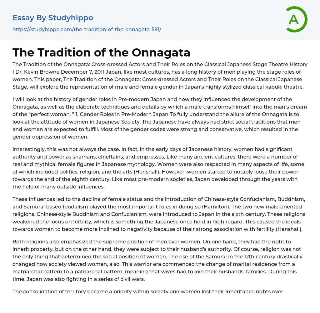 The Tradition of the Onnagata Essay Example