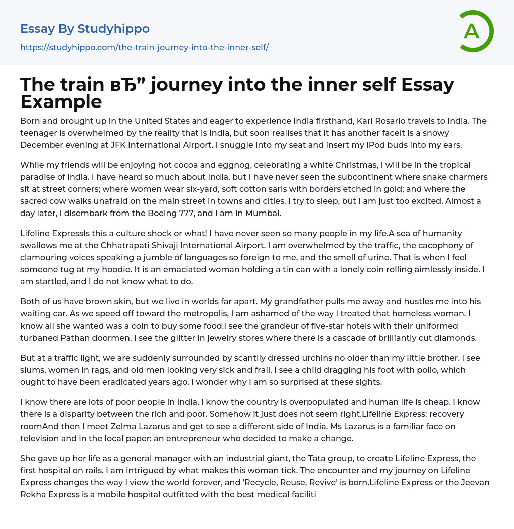 The train ??” journey into the inner self Essay Example