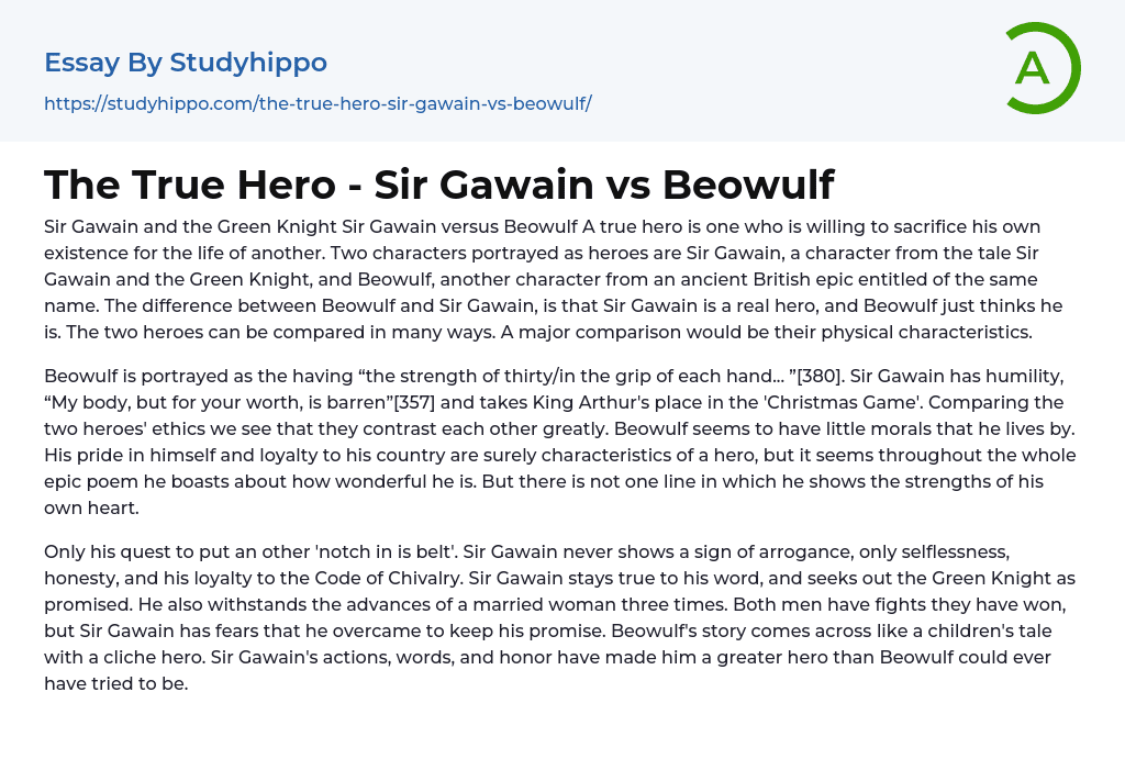 The True Hero – Sir Gawain vs Beowulf Essay Example