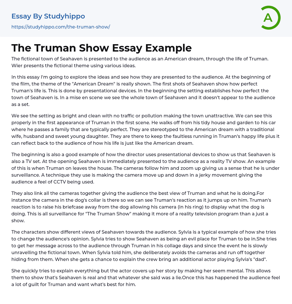 The Truman Show Essay Example