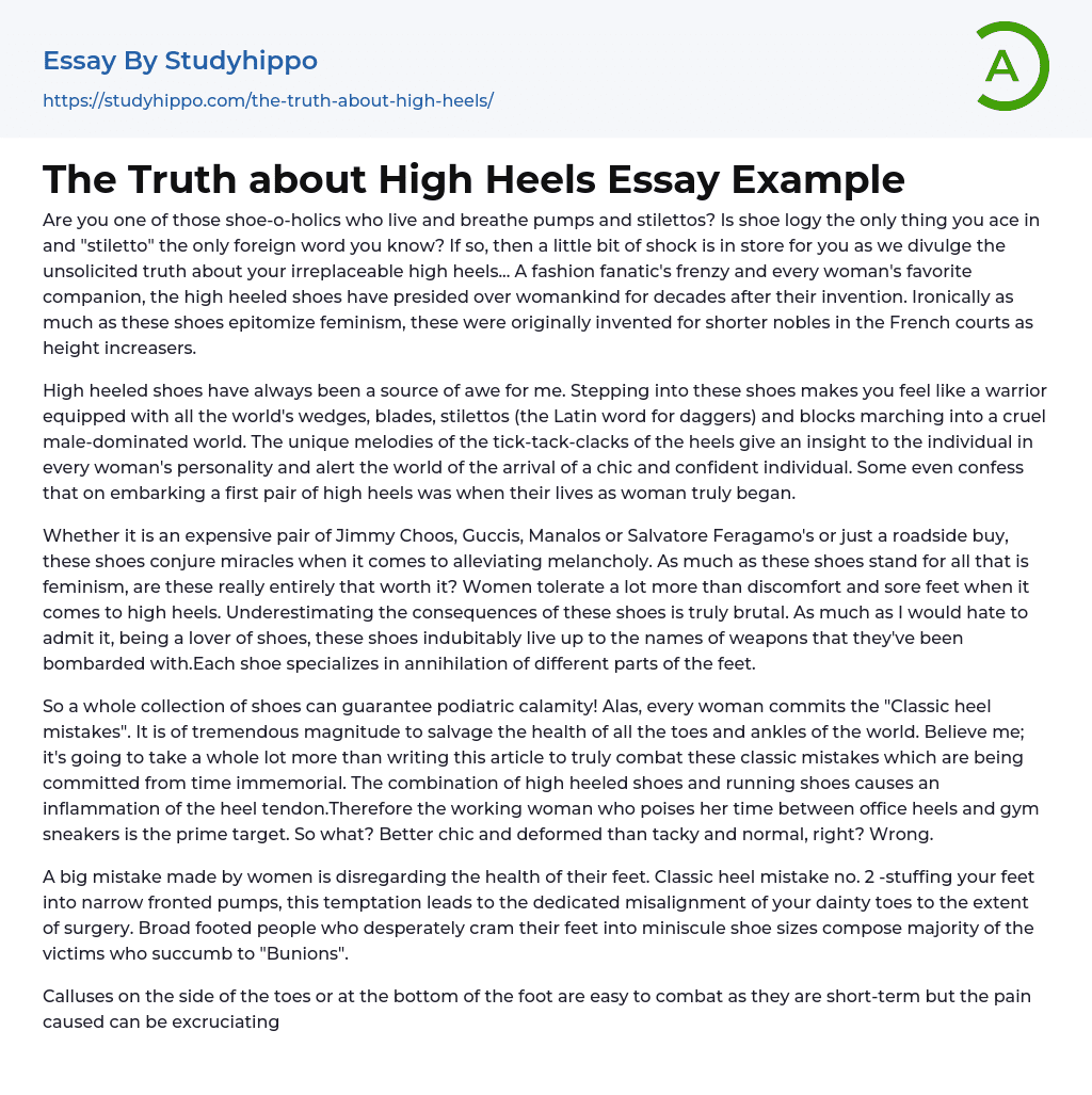 The Truth about High Heels Essay Example