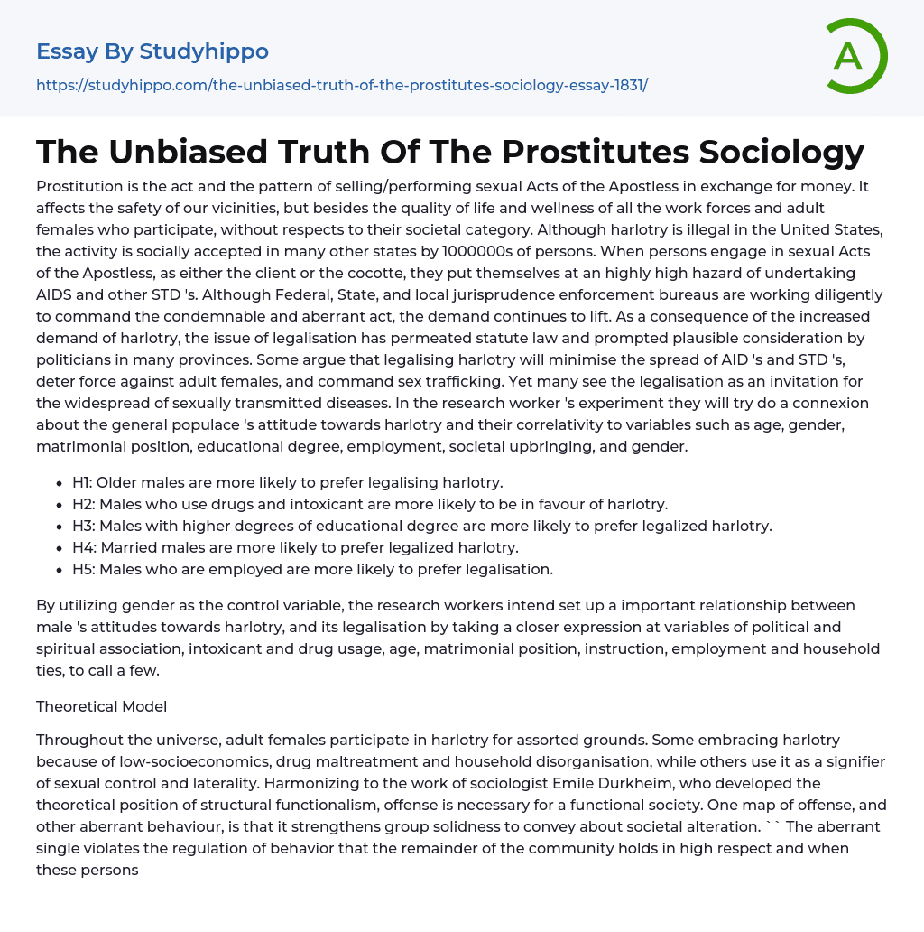 The Unbiased Truth Of The Prostitutes Sociology Essay Example