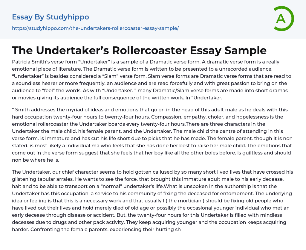 The Undertaker’s Rollercoaster Essay Sample