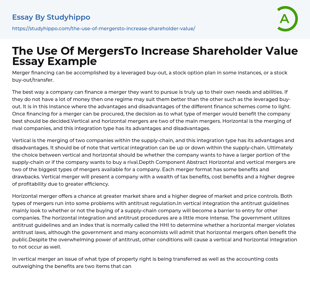 essay on shareholder value