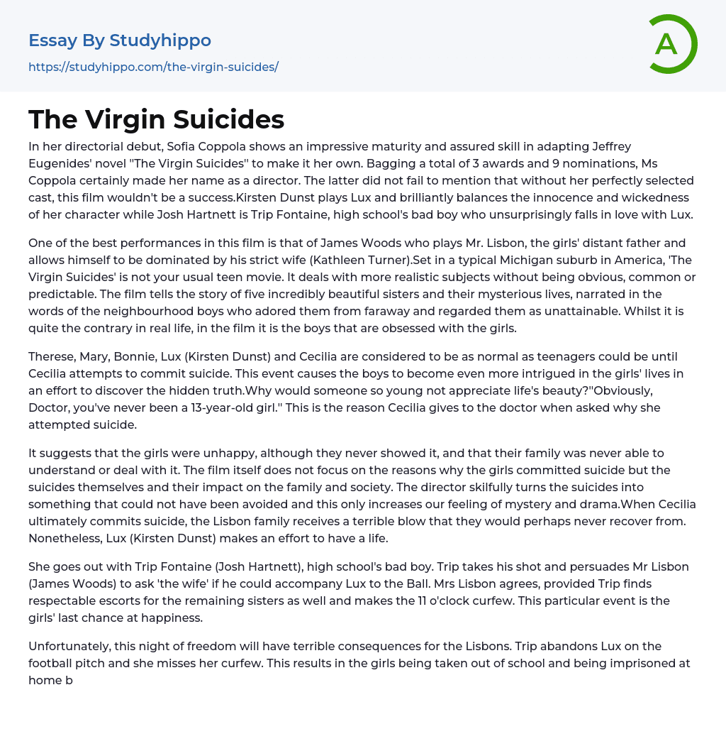 The Virgin Suicides Essay Example