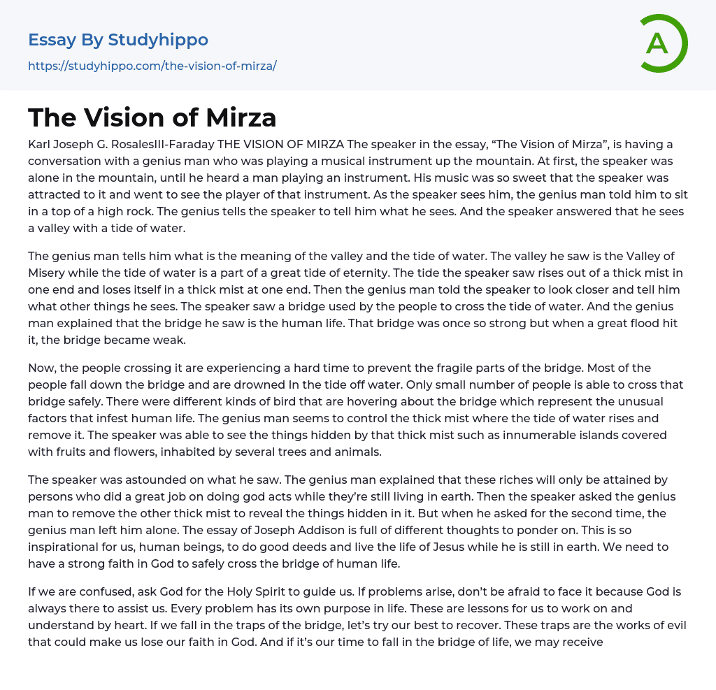 The Vision of Mirza Essay Example
