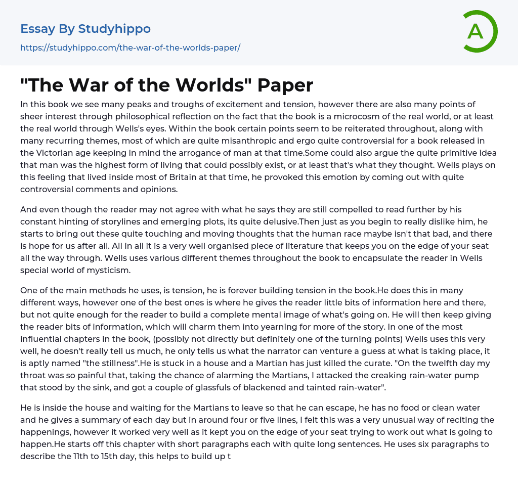 “The War of the Worlds” Paper Essay Example