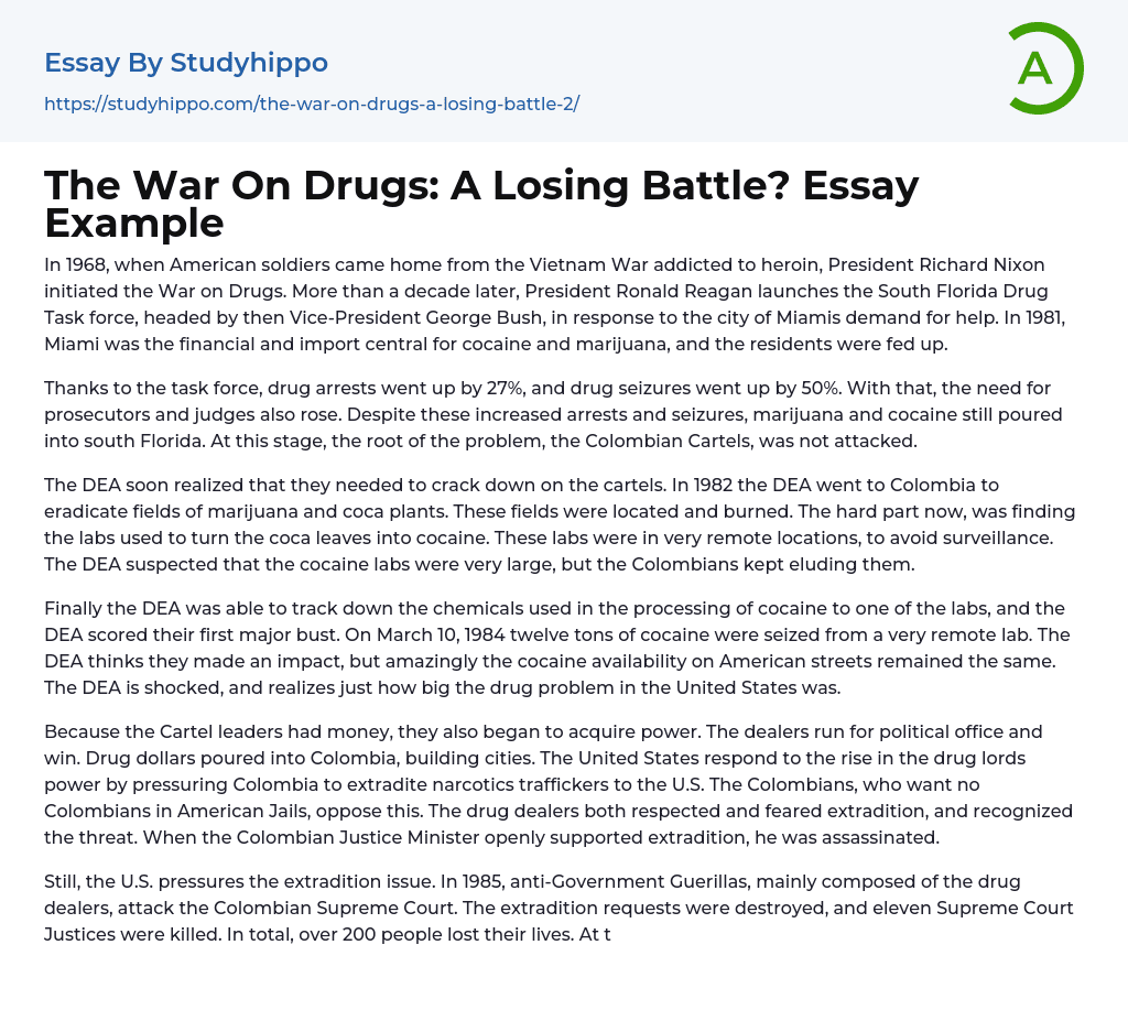 advantages of war on drugs essay