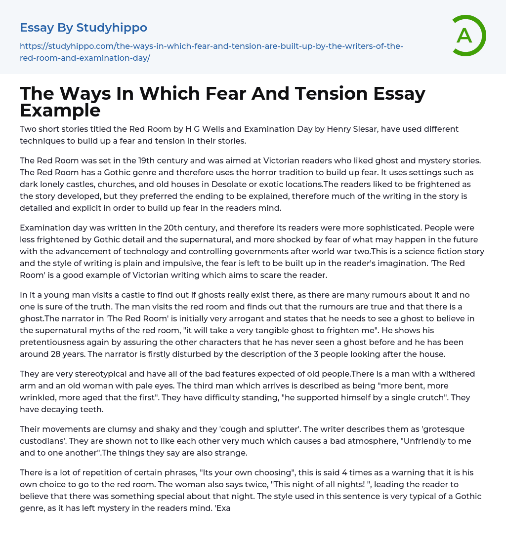 The Ways In Which Fear And Tension Essay Example