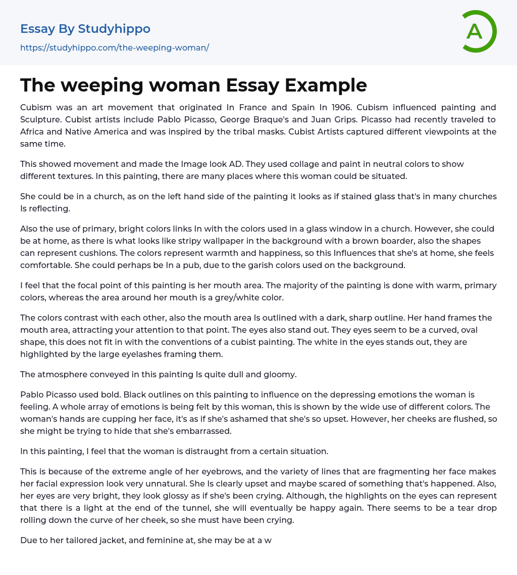 The weeping woman Essay Example