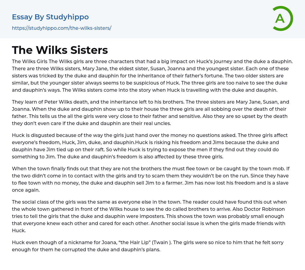 The Wilks Sisters Essay Example