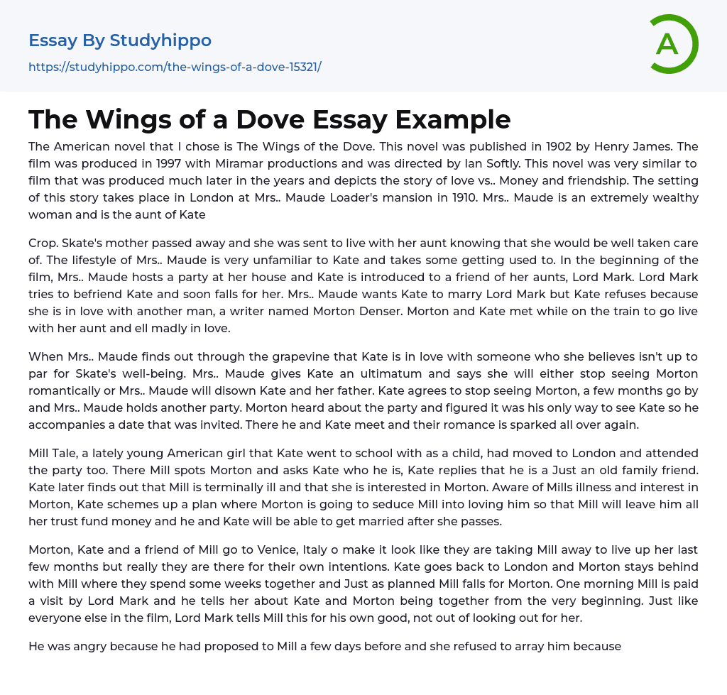 The Wings of a Dove Essay Example