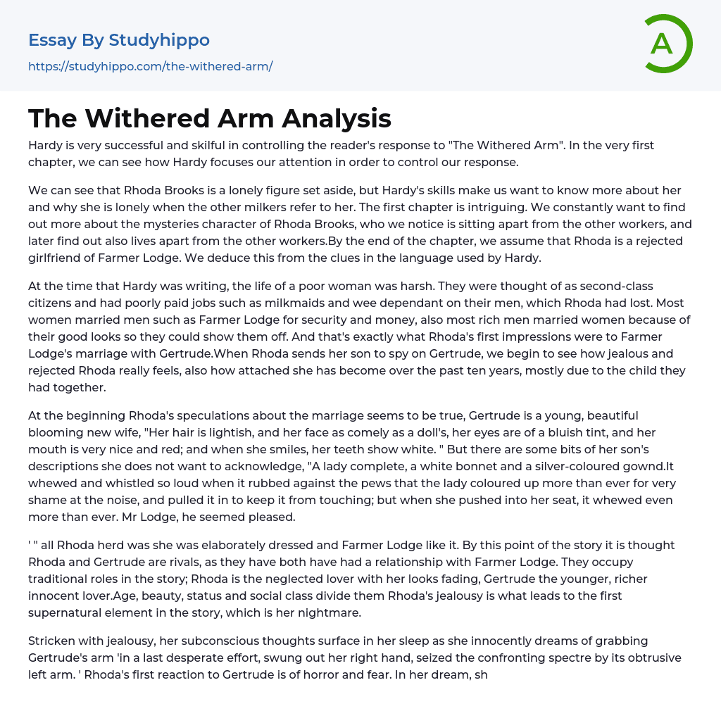 The Withered Arm Analysis Essay Example