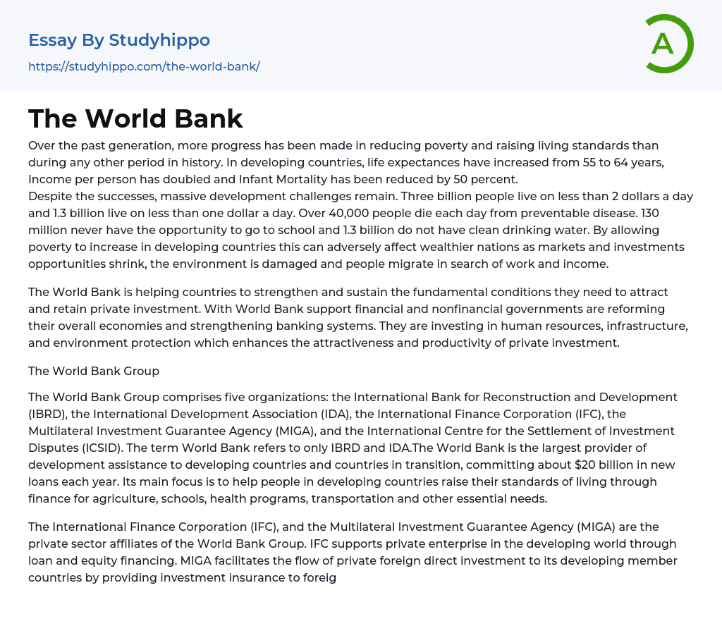 The World Bank Essay Example
