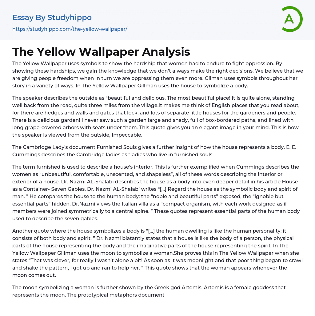 yellow wallpaper extended essay