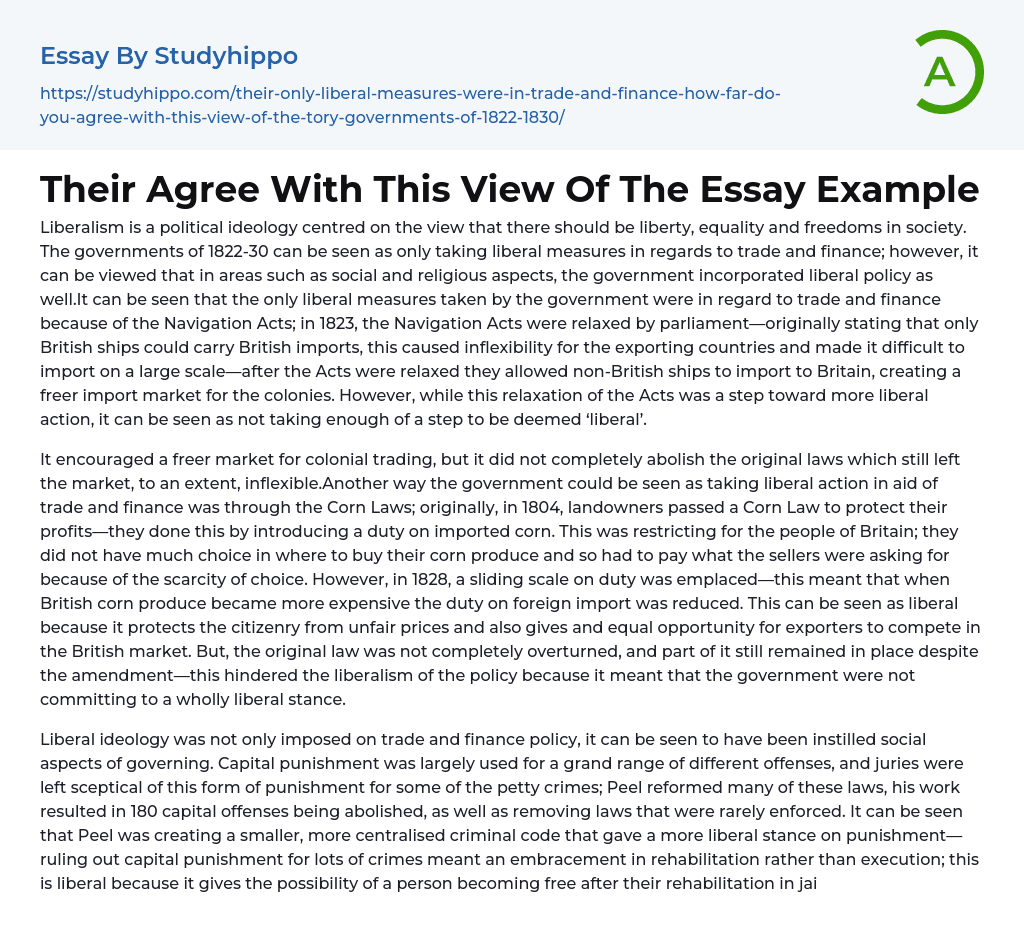 Their Agree With This View Of The Essay Example