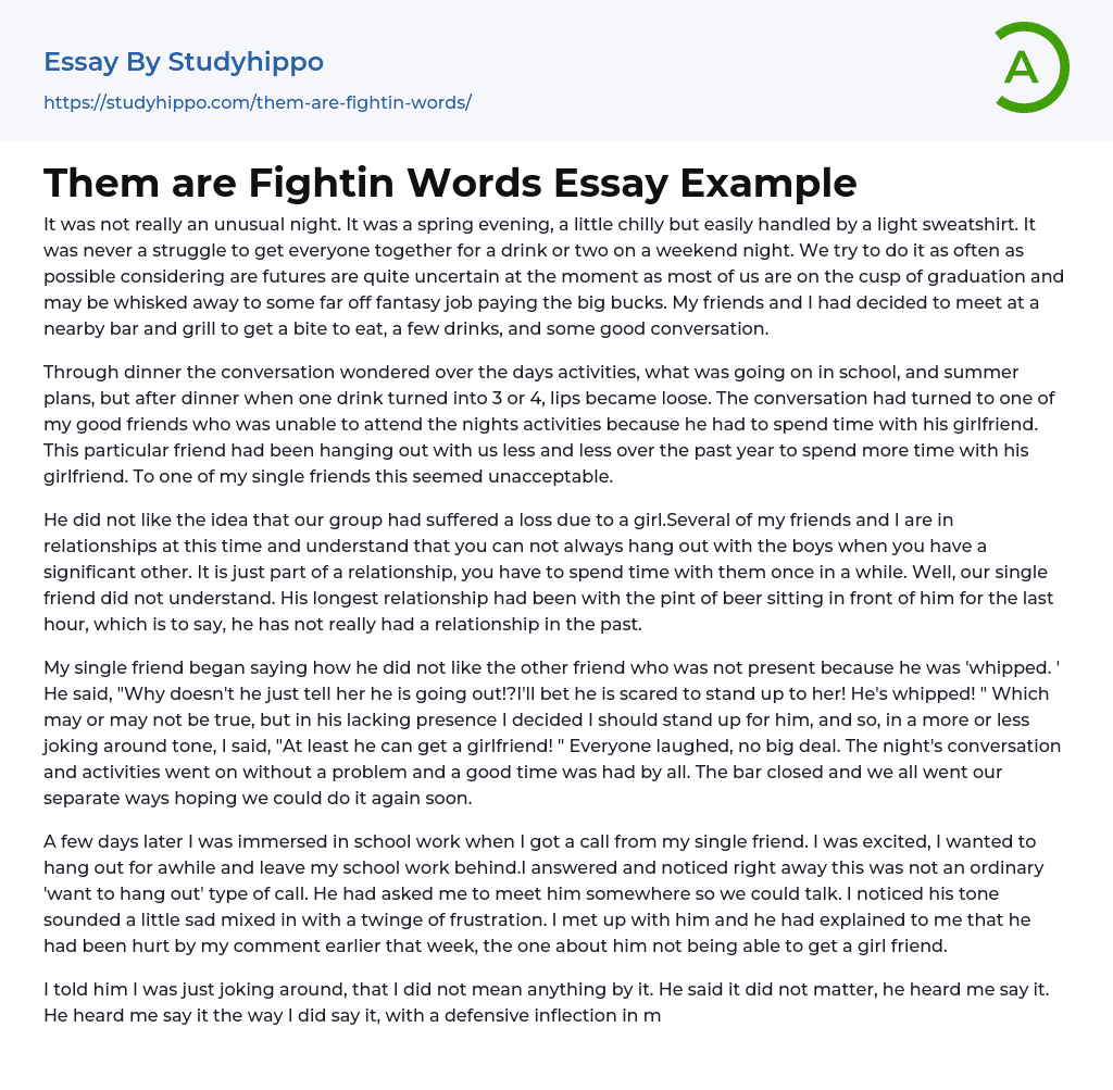 Them are Fightin Words Essay Example