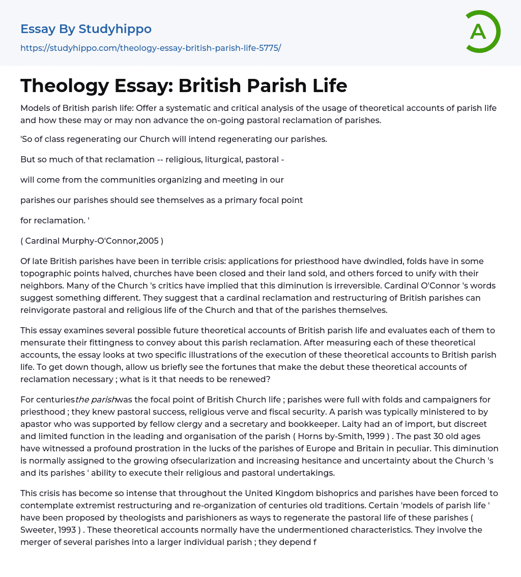 Theology Essay: British Parish Life