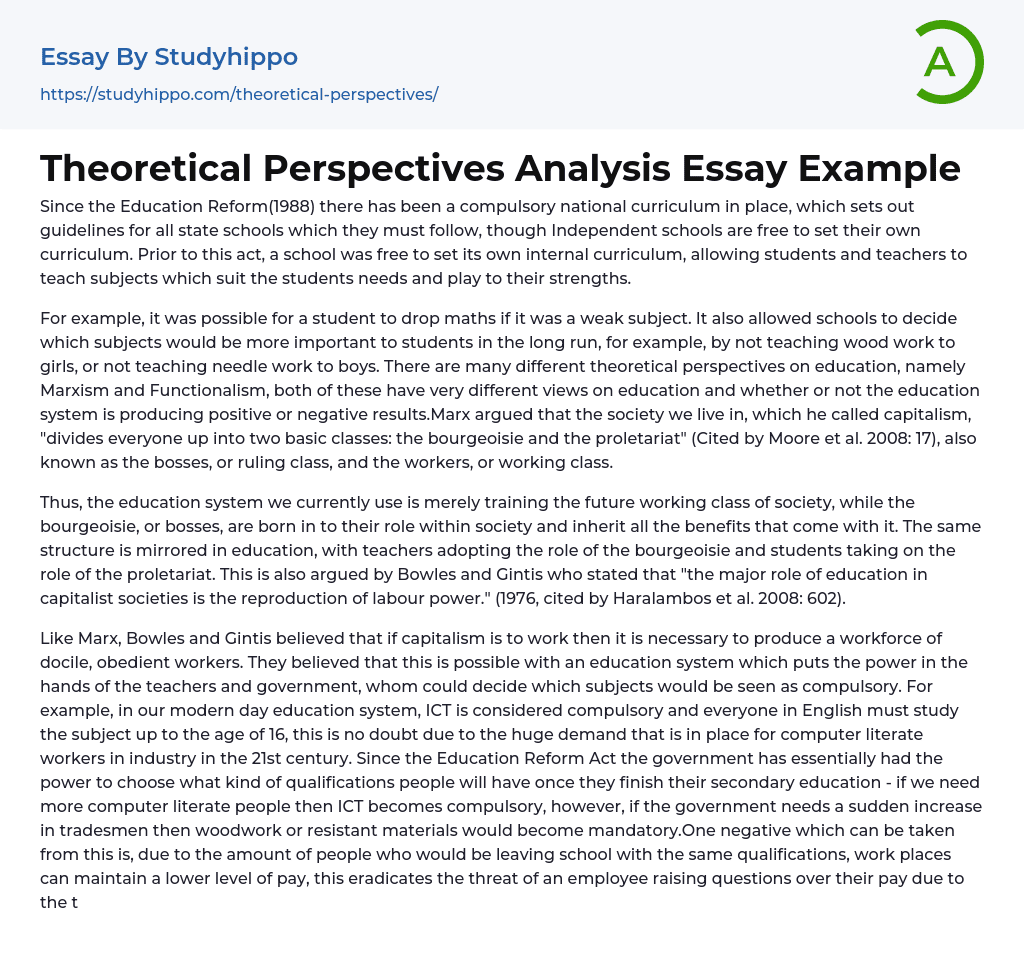 theoretical perspectives essay conclusion