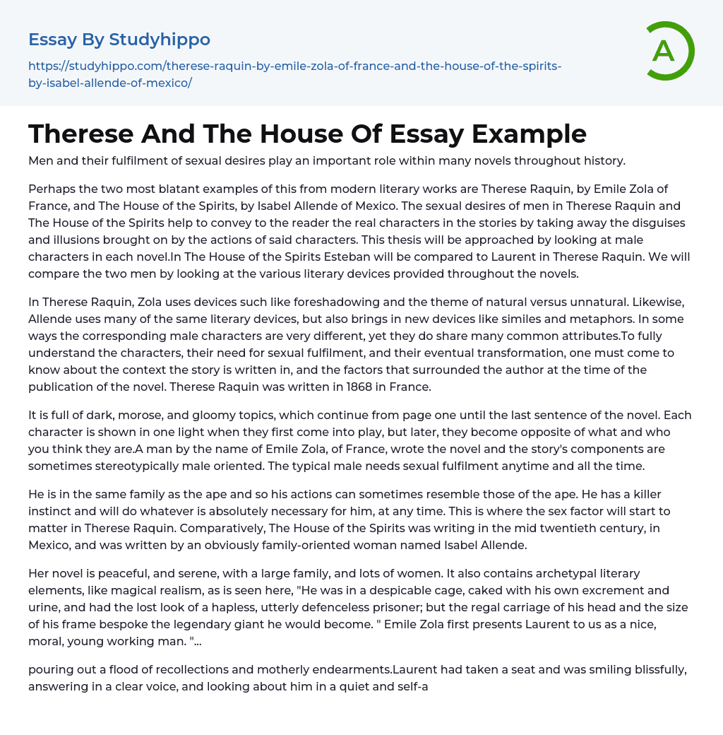 Therese And The House Of Essay Example