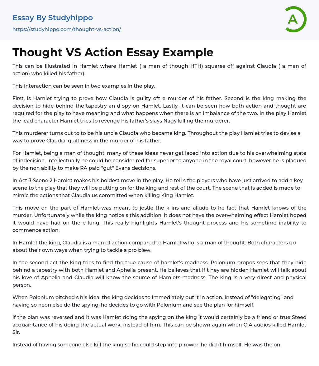 Thought VS Action Essay Example